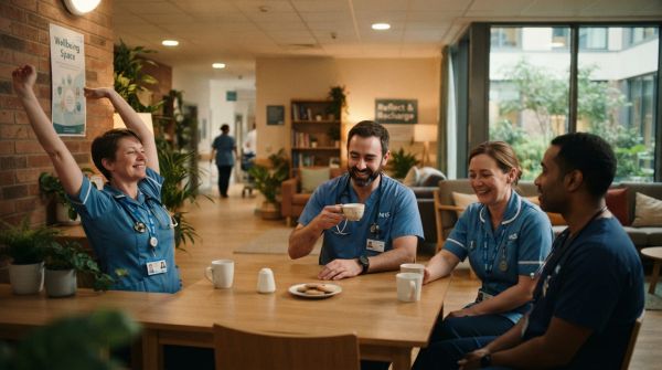 What strategies do UK health professionals use to manage stress in the workplace?